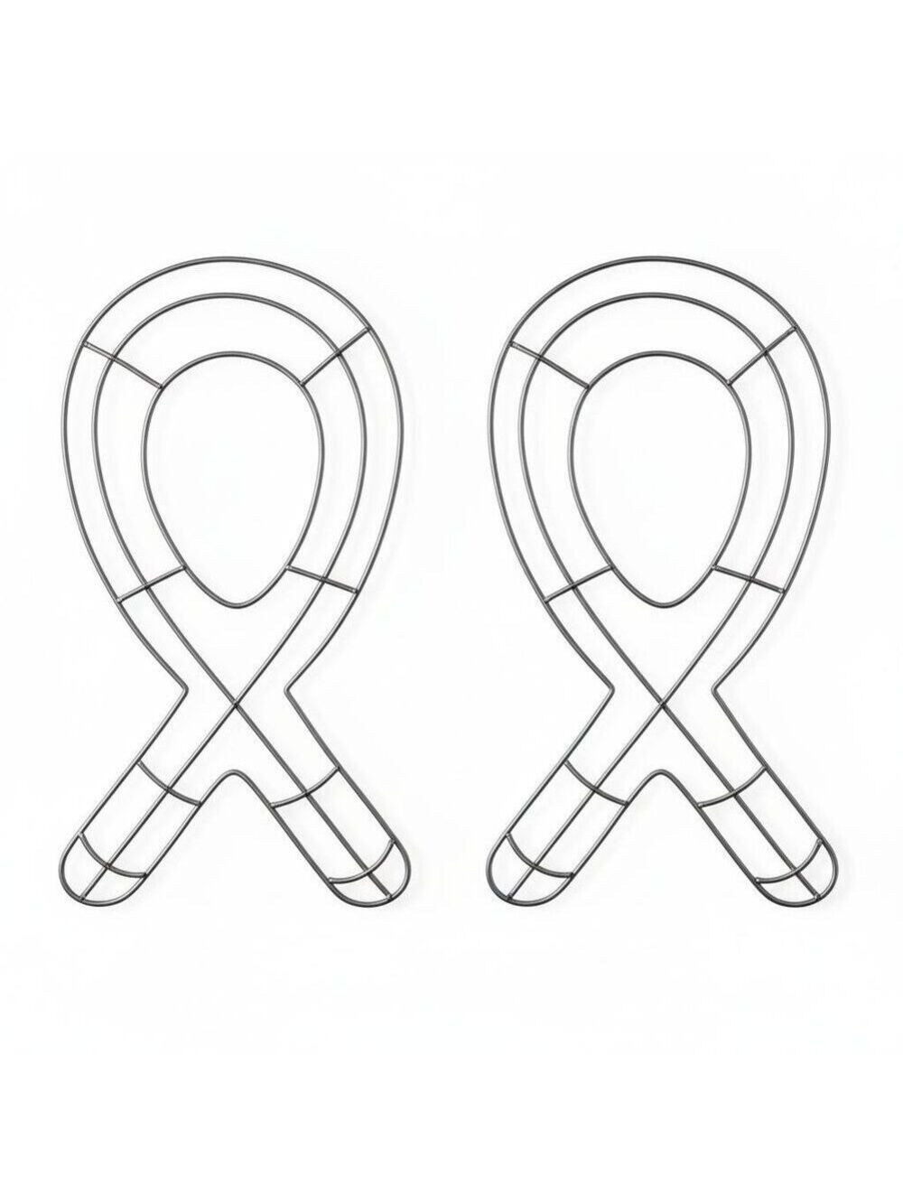 Set of 2 Awareness Ribbon Wreath Forms 18.75 Inch Metal Frame, Breast Cancer Wre